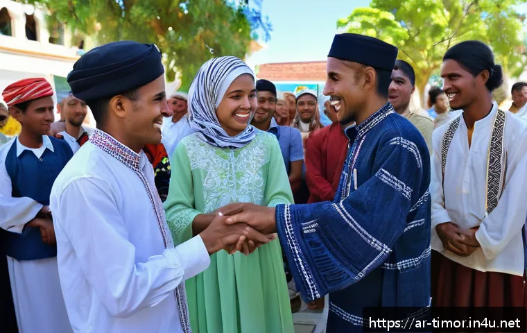 동티모르와 국제 안보 - A vibrant cultural youth exchange event in East Timor, featuring diverse young people dressed in tra...